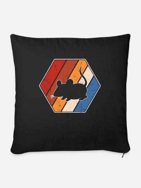 Maus Retro - Sofakissenbezug 45 x 45 cm - Schwarz