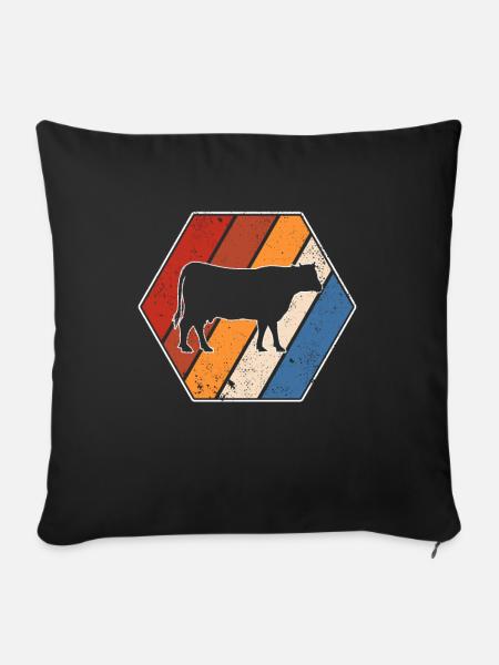 Rind Retro - Sofakissenbezug 45 x 45 cm - Schwarz