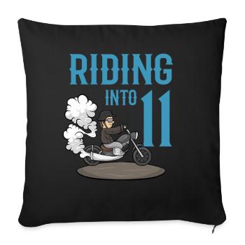 Motocycliste roulant dans 11 Anniversaire de moto - Housse de coussin décorative 45 x 45 cm - noir - Devant