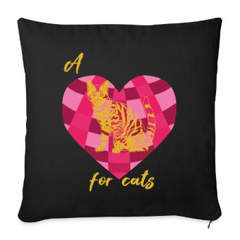 Bengal Cat Heart for Cats Kitten Cat Cat - Sofa pillowcase 17,3'' x 17,3'' (45 x 45 cm) - black - Front
