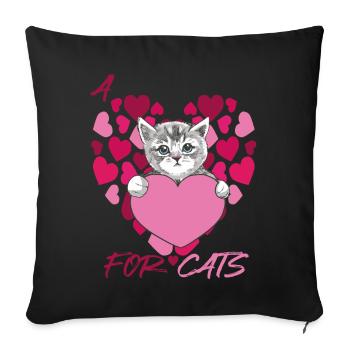 Herzen für Katzen Nettes Kätzchenbaby mit Herz-Tom - Sofakissenbezug 45 x 45 cm - Schwarz - Vorne
