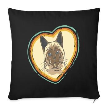 Heart for Cats-Tomcat-Love-Cats-Love - Sofa pillowcase 17,3'' x 17,3'' (45 x 45 cm) - black - Front