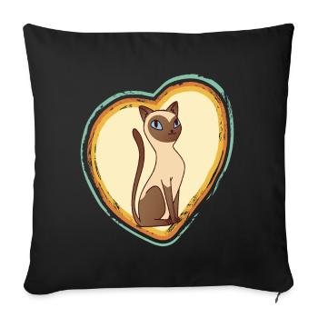 Siamesische Katze Retro Herz Ich liebe Katzen Tomc - Sofakissenbezug 45 x 45 cm - Schwarz - Vorne