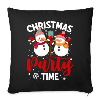 Bonhomme de neige-Noël-Flocon de neige Sankt-Weihn - Housse de coussin décorative 45 x 45 cm - noir - Devant