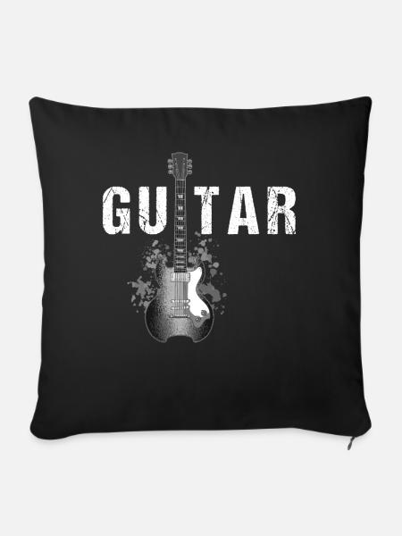 Musik Bassgitarre Akustischer E -Gitarrist - Sofakissenbezug 45 x 45 cm - Schwarz
