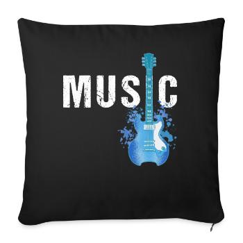 Musikgitarre akustische Elektrikgitarrist Aquarell - Sofakissenbezug 45 x 45 cm - Schwarz - Vorne