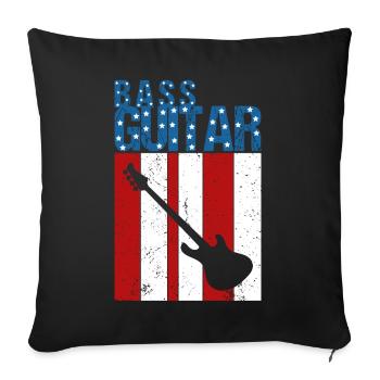Amerikanische Flaggen -Bassgitarre patriotische Mu - Sofakissenbezug 45 x 45 cm - Schwarz - Vorne