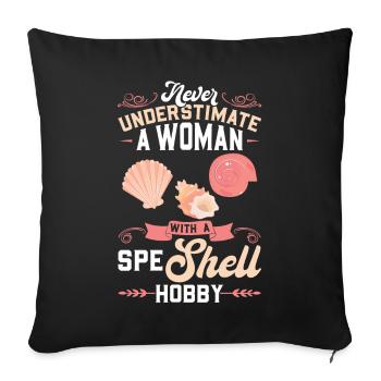 Femme avec un passe-temps Speshell - coquille - Housse de coussin décorative 45 x 45 cm - noir - Devant