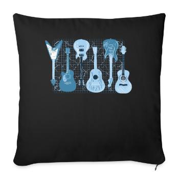 Retro akustische E -Gitarren -String -Instrument Ä - Sofakissenbezug 45 x 45 cm - Schwarz - Vorne