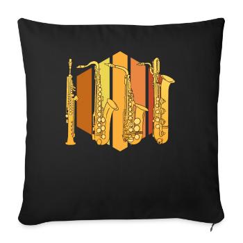 Retro -Saxophon -ästhetische Jazzmusiker - Sofakissenbezug 45 x 45 cm - Schwarz - Vorne