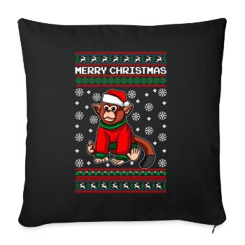 Monkey with sweater Ugly Christmas - Sofa pillowcase 17,3'' x 17,3'' (45 x 45 cm) - black - Front