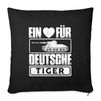 Ein Herz für Deutsche Tiger Panzer Bundeswehr - Sofakissenbezug 45 x 45 cm - Schwarz - Vorne