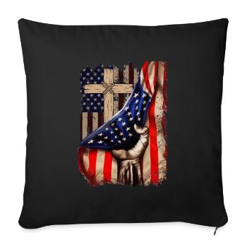 Jesus Christ Bible USA Flag Bible Christian - Sofa pillowcase 17,3'' x 17,3'' (45 x 45 cm) - black - Front