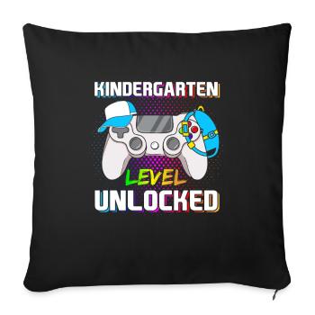Kindergarten Level Unlocked Gamer Kindergartenkind - Sofakissenbezug 45 x 45 cm - Schwarz - Vorne