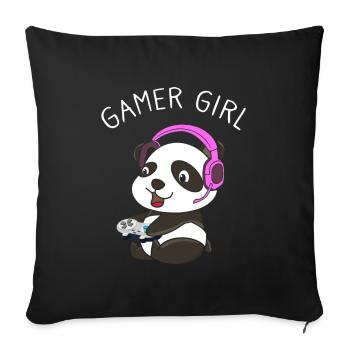 Gamer Girl Gamer Panda - Sofakissenbezug 45 x 45 cm - Schwarz - Vorne