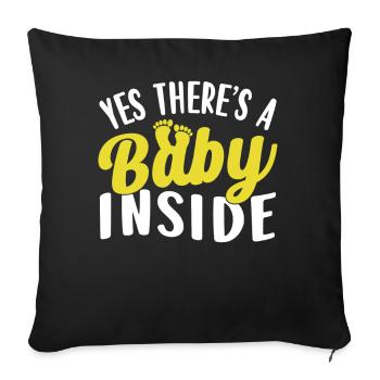 Oui, il y a un bébé dedans Bébé mignon à l’intérieur de la grossesse - Housse de coussin décorative 45 x 45 cm - noir - Devant