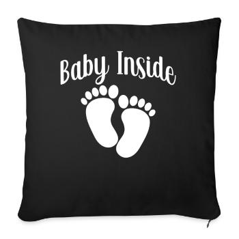 Baby Inside Pregnant Baby Inside Announcement - Sofa pillowcase 17,3'' x 17,3'' (45 x 45 cm) - black - Front