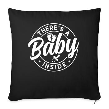 Il y a un bébé dedans mignon bébé à l’intérieur enceinte - Housse de coussin décorative 45 x 45 cm - noir - Devant