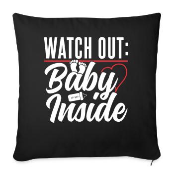 Achtung! Baby Drinnen Baby Inside Schwanger Süß - Sofakissenbezug 45 x 45 cm - Schwarz - Vorne