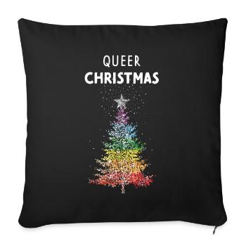 Queer Christmas Tannenbaum LGBTQ Pride Regenbogen - Sofakissenbezug 45 x 45 cm - Schwarz - Vorne