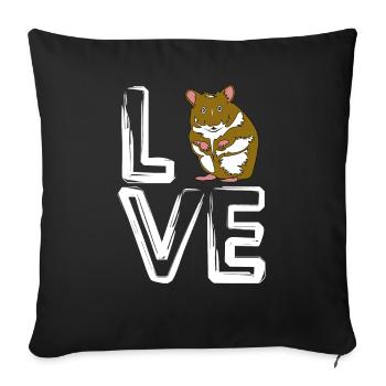 Retro Ich liebe Hamster - Sofakissenbezug 45 x 45 cm - Schwarz - Vorne