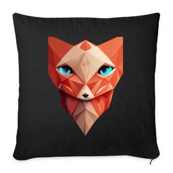 Polygonfuchs Gesicht mit niedrigem Polyfuchskopf - Sofakissenbezug 45 x 45 cm - Schwarz - Vorne