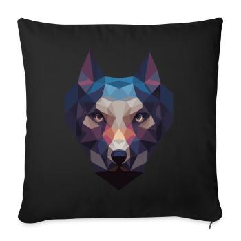 Geometrisches Wolfkopf Polygon Low Poly Animal - Sofakissenbezug 45 x 45 cm - Schwarz - Vorne