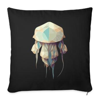 Polygonquallen süßes niedriges Poly - Sofakissenbezug 45 x 45 cm - Schwarz - Vorne