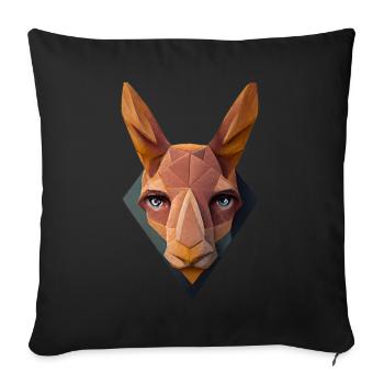 Geometrisches Känguroo -Kopf Polygon Bunt Poly Pol - Sofakissenbezug 45 x 45 cm - Schwarz - Vorne