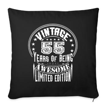 Vintage 55 ans d’être génial édition limitée - Housse de coussin décorative 45 x 45 cm - noir - Devant