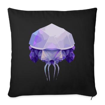 Geometrisches Quallen -Polygon -Tiefpoly -Meeresti - Sofakissenbezug 45 x 45 cm - Schwarz - Vorne