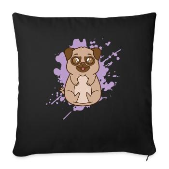 Carlin pour chien dans un animal japonais de style kawaii - Housse de coussin décorative 45 x 45 cm - noir - Devant