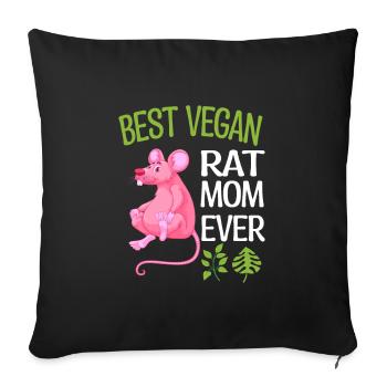 Rat gifts for vegans | Vegan Rat Animals - Sofa pillowcase 17,3'' x 17,3'' (45 x 45 cm) - black - Front