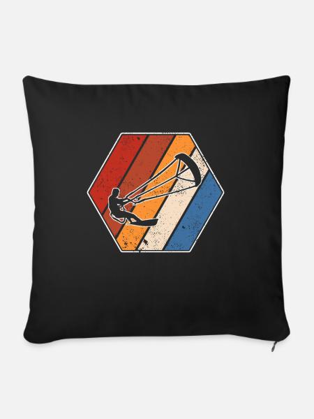Kite surfen Retro - Sofakissenbezug 45 x 45 cm - Schwarz