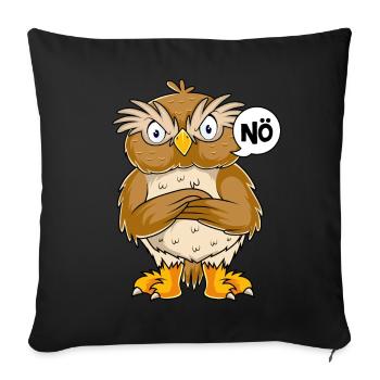 Eulen Nö Kinder Jungen Mädchen Eule - Sofakissenbezug 45 x 45 cm - Schwarz - Vorne