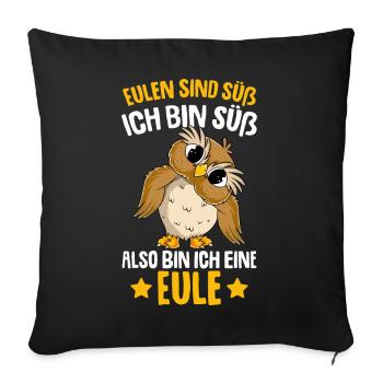 Eulen sind süß Kinder Mädchen Eule - Sofakissenbezug 45 x 45 cm - Schwarz - Vorne