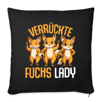 Verrückte Fuchs Lady Damen Füchse - Sofakissenbezug 45 x 45 cm - Schwarz - Vorne