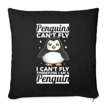 Penguins can't fly I'm a penguin - Sofa pillowcase 17,3'' x 17,3'' (45 x 45 cm) - black - Front