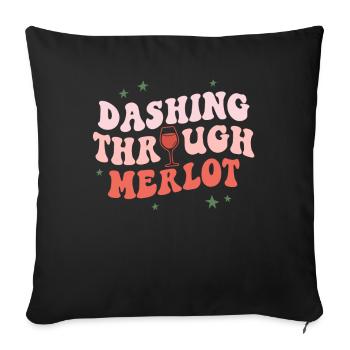 Se précipiter à travers le vin de Noël amusant de Merlot - Housse de coussin décorative 45 x 45 cm - noir - Devant
