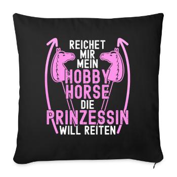 Hobby Horse Hobbyhorse Steckenpferd - Sofakissenbezug 45 x 45 cm - Schwarz - Vorne