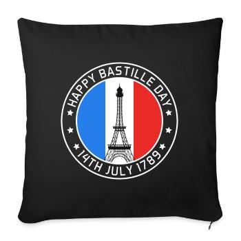 Paris Happy Holiday France Tour Eiffel Sou - Housse de coussin décorative 45 x 45 cm - noir - Devant
