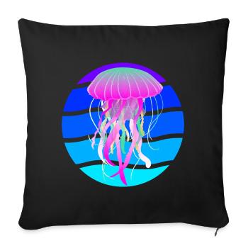 Retro Jellyfish Ocean Life Fish Marine Animals - Sofa pillowcase 17,3'' x 17,3'' (45 x 45 cm) - black - Front
