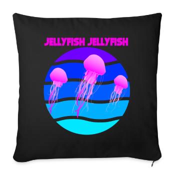 Méduses plongée aquatique vie marine animaux marins - Housse de coussin décorative 45 x 45 cm - noir - Devant