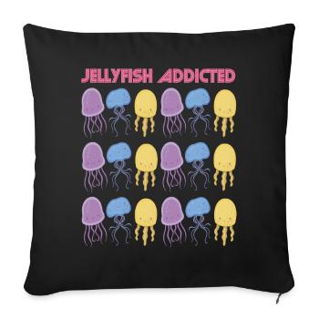 Méduse Accro Mignon Poisson Mer Mer Vie Océan Sous Wa - Housse de coussin décorative 45 x 45 cm - noir - Devant