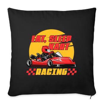 Kart Eat Sleep Race Go-Kart-Rennen Go-Kart Racetra - Sofa pillowcase 17,3'' x 17,3'' (45 x 45 cm) - black - Front