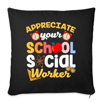 Appréciez votre école Travailleur social Profession scolaire - Housse de coussin décorative 45 x 45 cm - noir - Devant