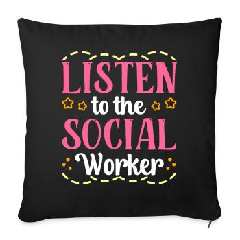 Ecoutez l’école de profession de travailleur social de l’école - Housse de coussin décorative 45 x 45 cm - noir - Devant