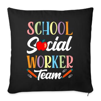 Équipe de travailleurs sociaux en milieu scolaire Travail social scolaire - Housse de coussin décorative 45 x 45 cm - noir - Devant