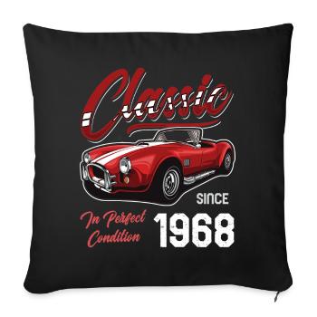 Je ne suis pas vieux Je suis une voiture classique vintage née en 1968 - Housse de coussin décorative 45 x 45 cm - noir - Devant