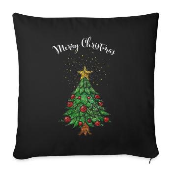 Merry Christmas Christmas Tree Christmas Tree - Sofa pillowcase 17,3'' x 17,3'' (45 x 45 cm) - black - Front